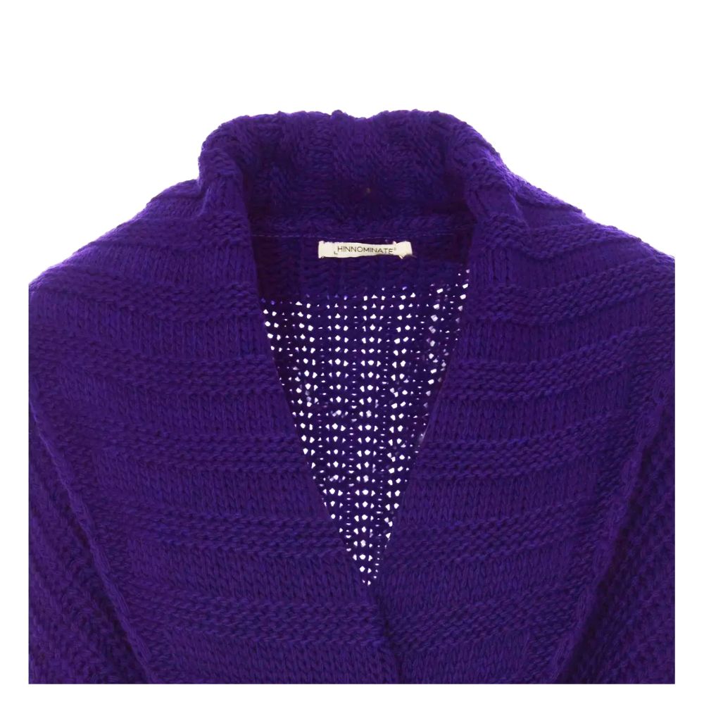 Chic Purple Pearl Ribbed Knit Cardigan