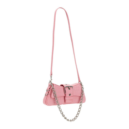 Chic Pink Leather Flap Bag with Matte Finish