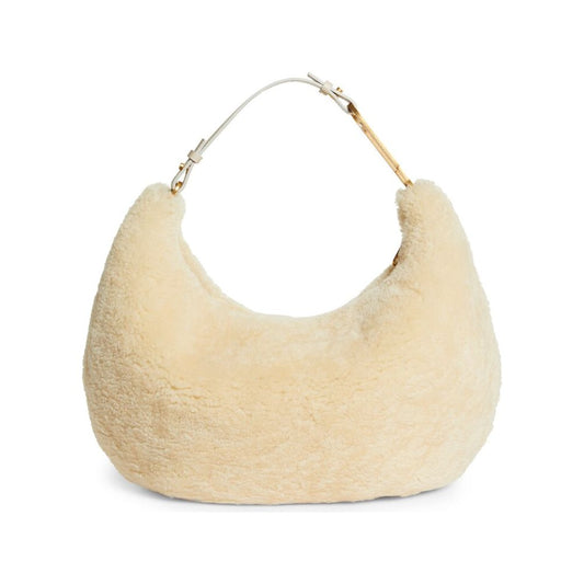 Cream Shearling Wool Chic Shoulder Bag