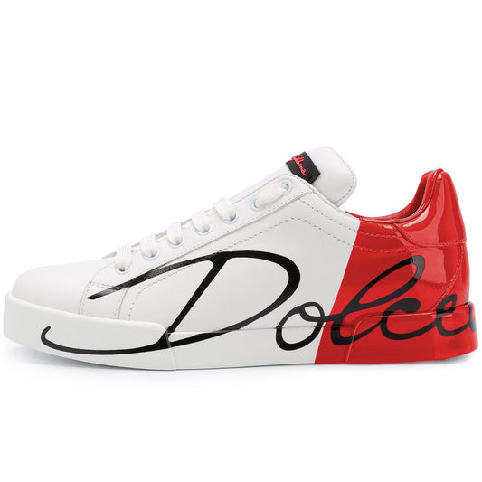 Chic Red Calfskin Leather Sneakers