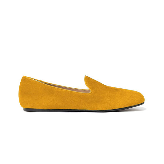 Velvety Yellow Moccasins with Leather Lining