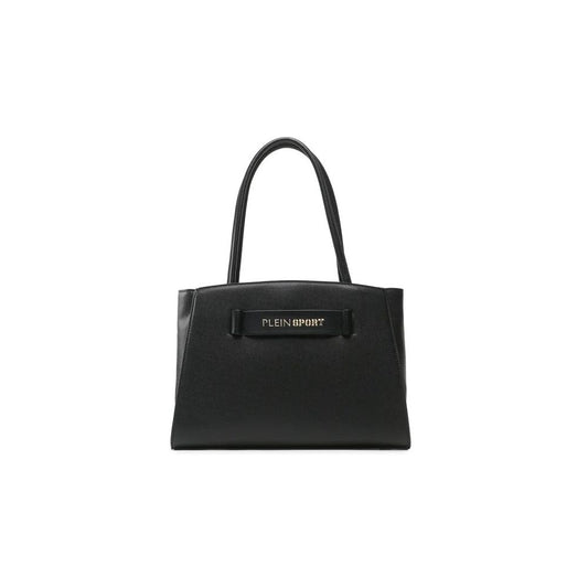 Chic Ebony Tote with Silver Logo Accent