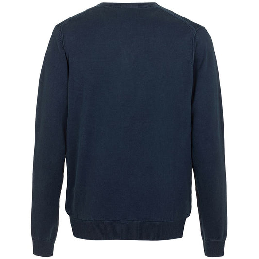 Elevated Blue V-Neck Cotton Sweater