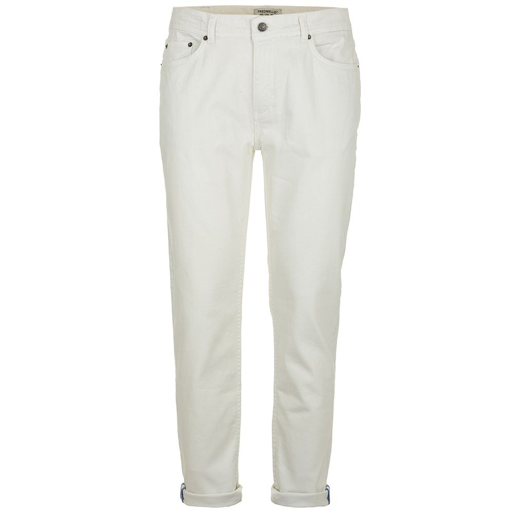 Elegant White Denim Trousers for Men