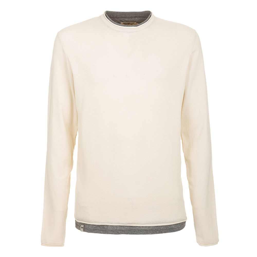 Chic Beige Long Sleeve Cotton Blend Sweater