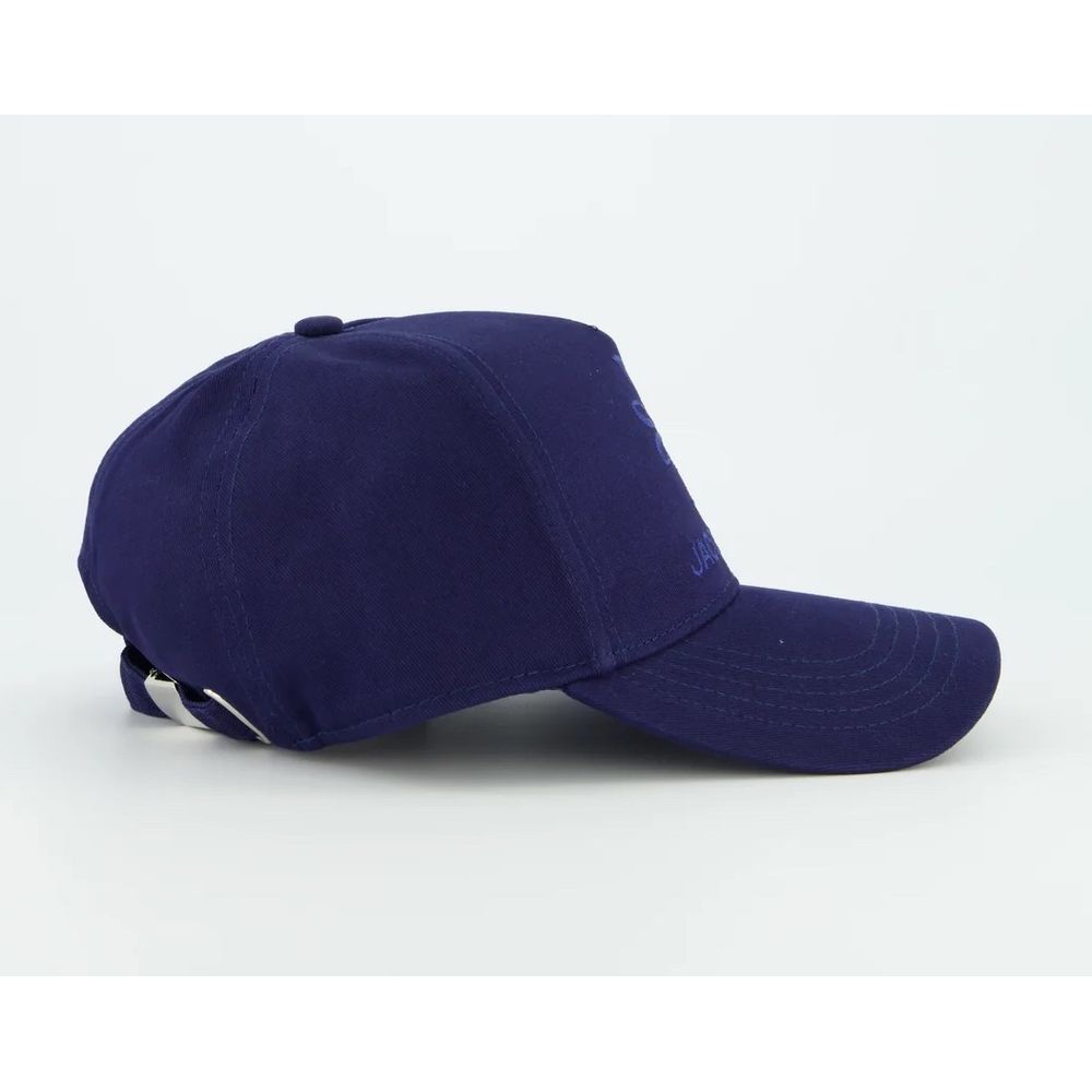 Embroidered Cotton Visor Cap in Blue