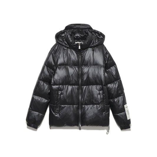 Elevated Black Quilted Down Jacket with Hood