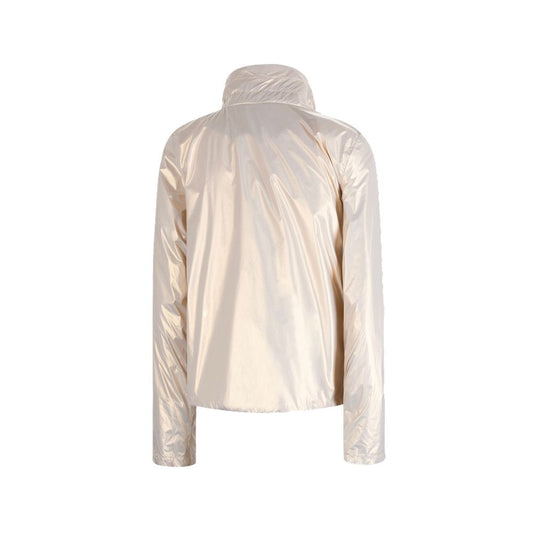 Pearlescent Nylon Jacket with Triple Zip Design