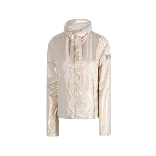 Pearlescent Nylon Jacket with Triple Zip Design