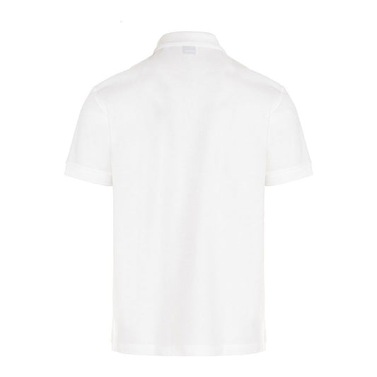 Elegant White Pique Cotton Polo Shirt
