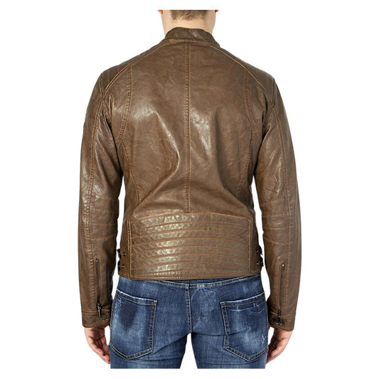 Eco-Leather Zip Jacket with Button Details