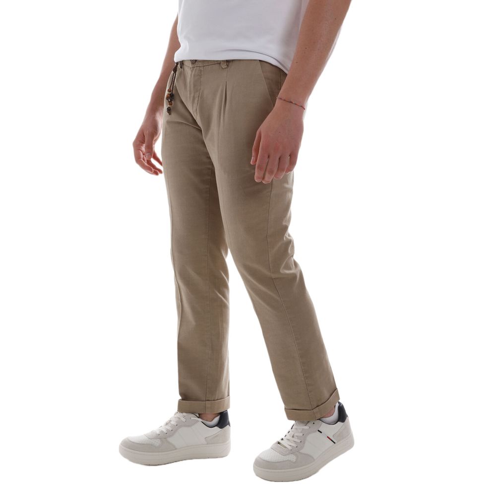 Chic Cotton Chino Trousers in Earthy Brown