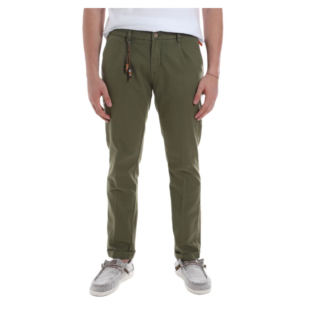 Elegant Green Cotton Chino Trousers