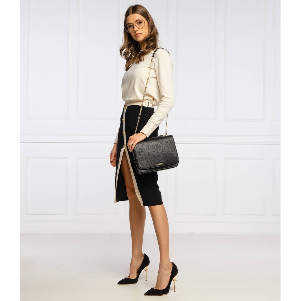 Elegant Faux Leather Crossbody Bag - Chic Silver Accents
