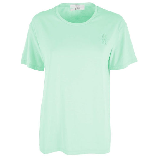 Chic Green Crew-neck Cotton Tee with Chest Logo