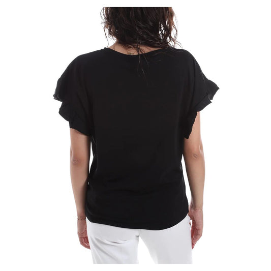 Chic Bat Sleeve Cotton Top with Ruffles