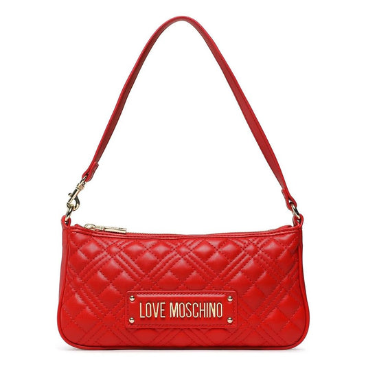 Chic Red Faux Leather Crossbody Bag with Gold Accents