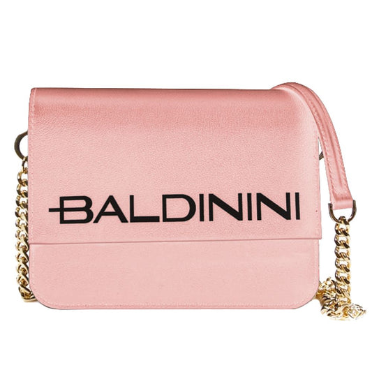 Chic Pink Calfskin Chain-Strap Handbag