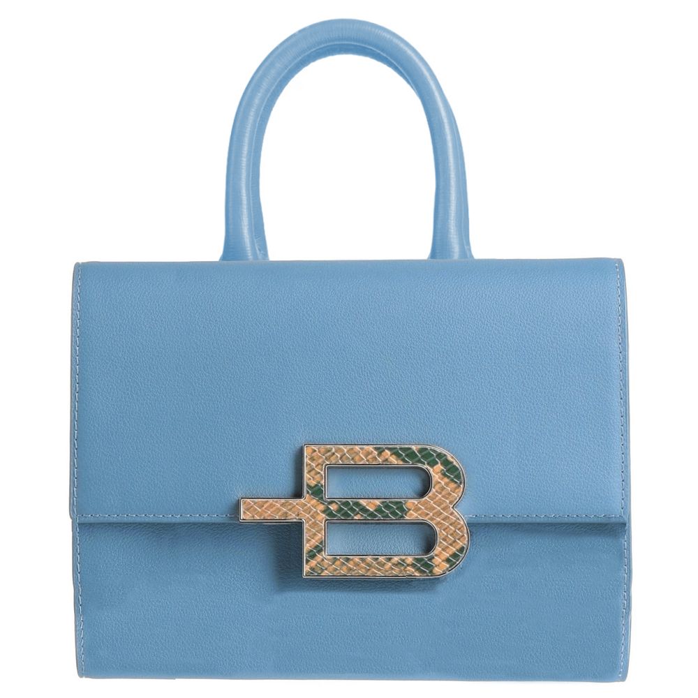 Elegant Light Blue Calfskin Handbag