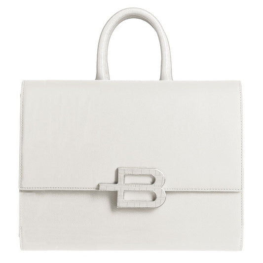 Elegant White Calfskin Large Handbag