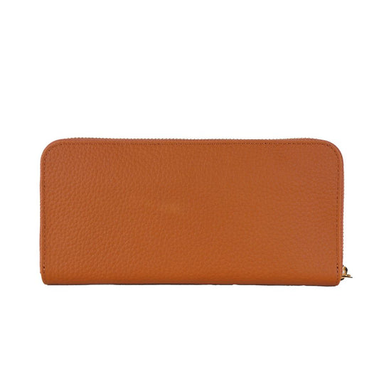 Elegant Orange Leather Zip Wallet