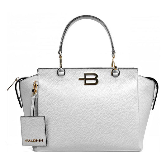 Elegant White Textured Calfskin Handbag