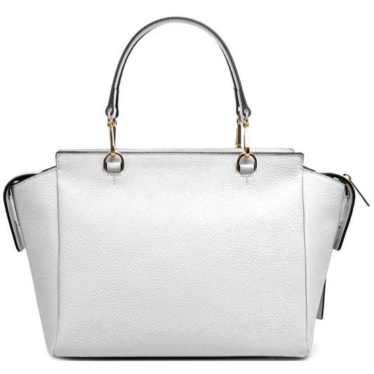 Elegant White Textured Calfskin Handbag