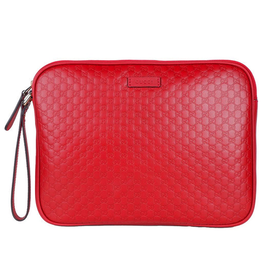 Elegant Microguccissima Leather Clutch in Red
