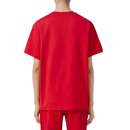 Classic Red Cotton Tee with Contrasting Print