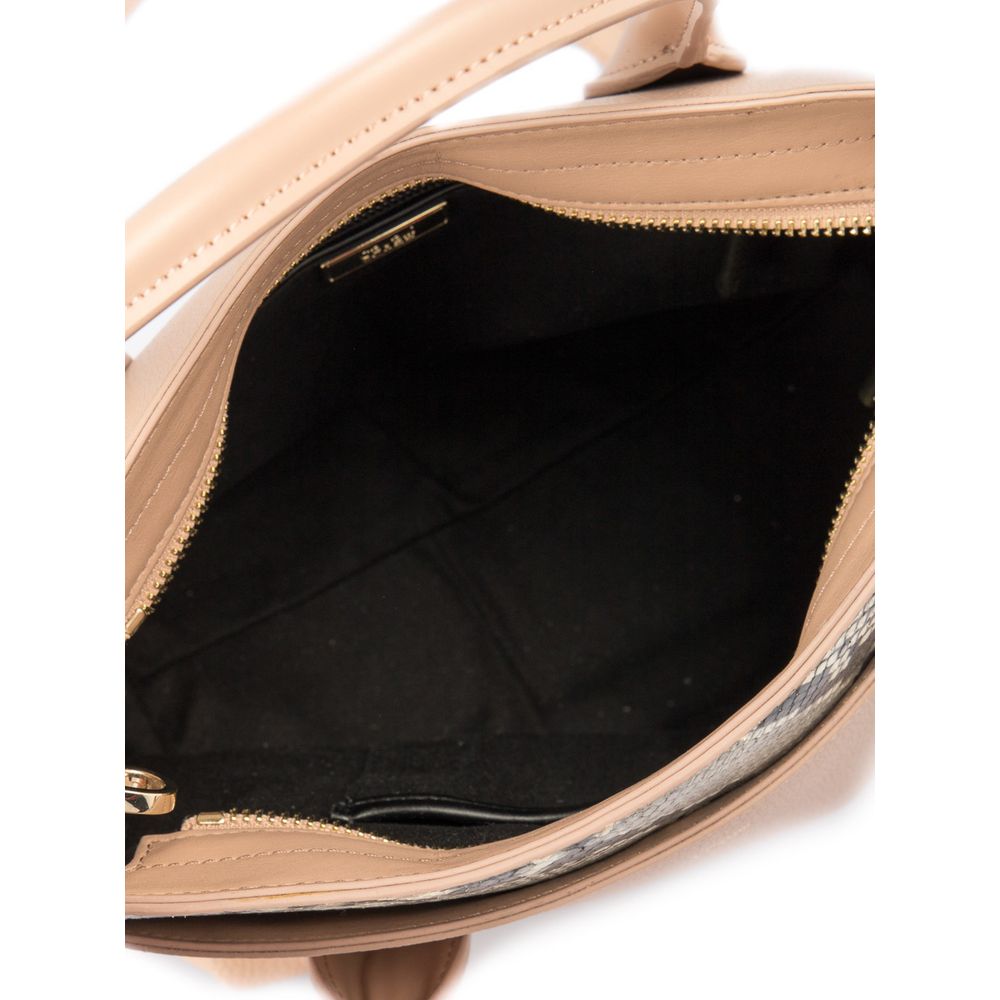 Elegant Leather Handbag with Exotic Python Print