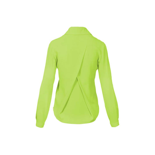 Chic Emerald Crêpe Blouse with Classic Collar