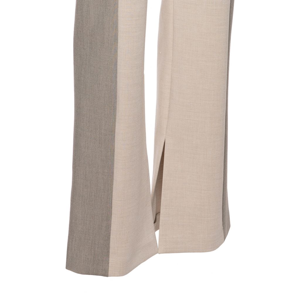 Chic Beige Slim Fit Trousers with Side Bands