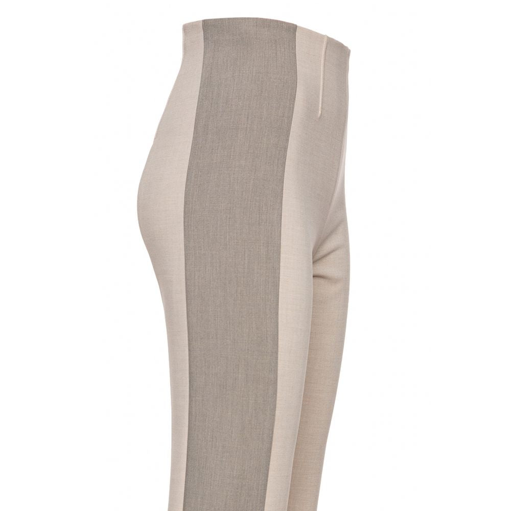 Chic Beige Slim Fit Trousers with Side Bands