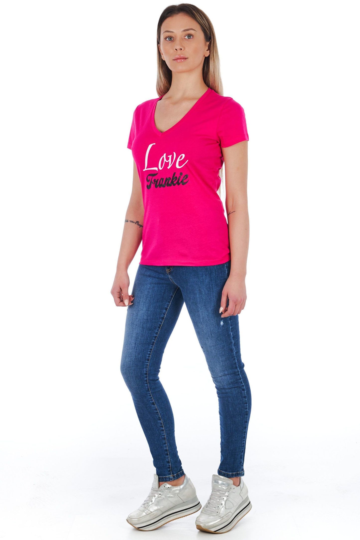 V-Neck Tee with Chic Front Print