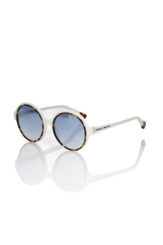 Chic White Round Sunglasses with Blue Shaded Lens