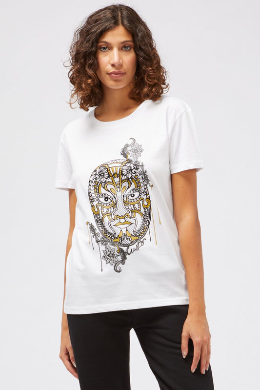 Chic White Tee with Signature Front Print