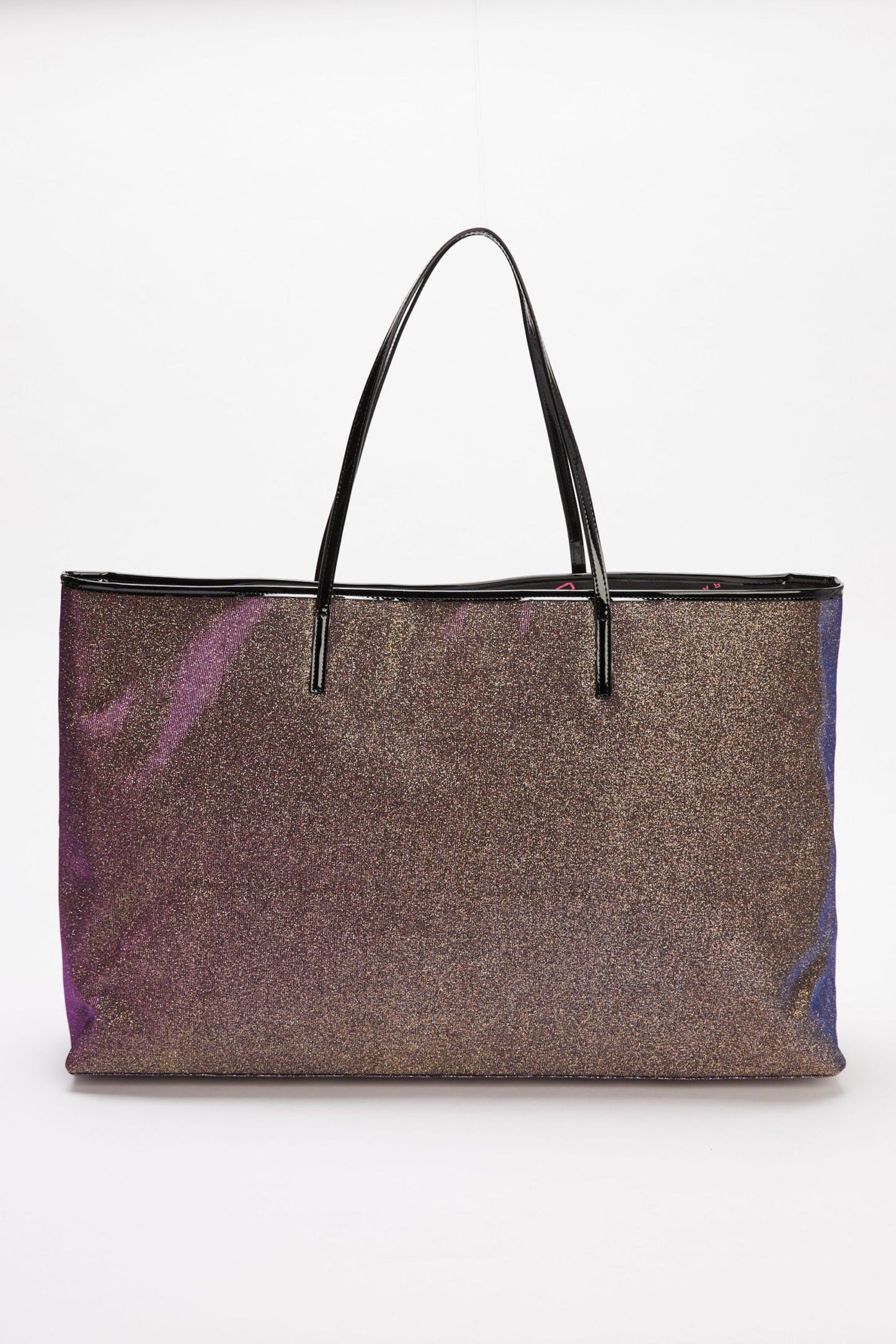 Glittering Gold Shoulder Bag with Lacquered Handle