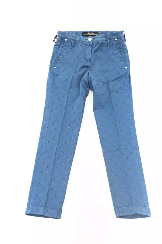 Sophisticated Blue Chino Jeans with Embroidered Logo