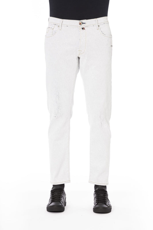 Elegant White Stretch Denim Jeans
