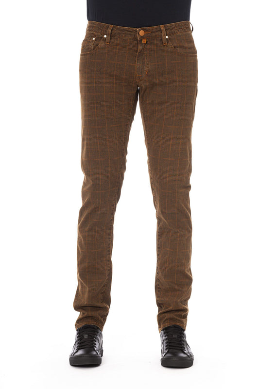 Elegant Checked Trousers with Logo Accents