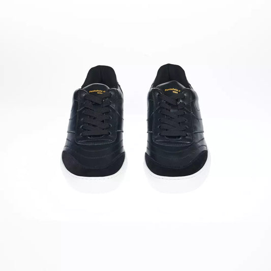 Sleek Black Monocolor Leather Sneakers