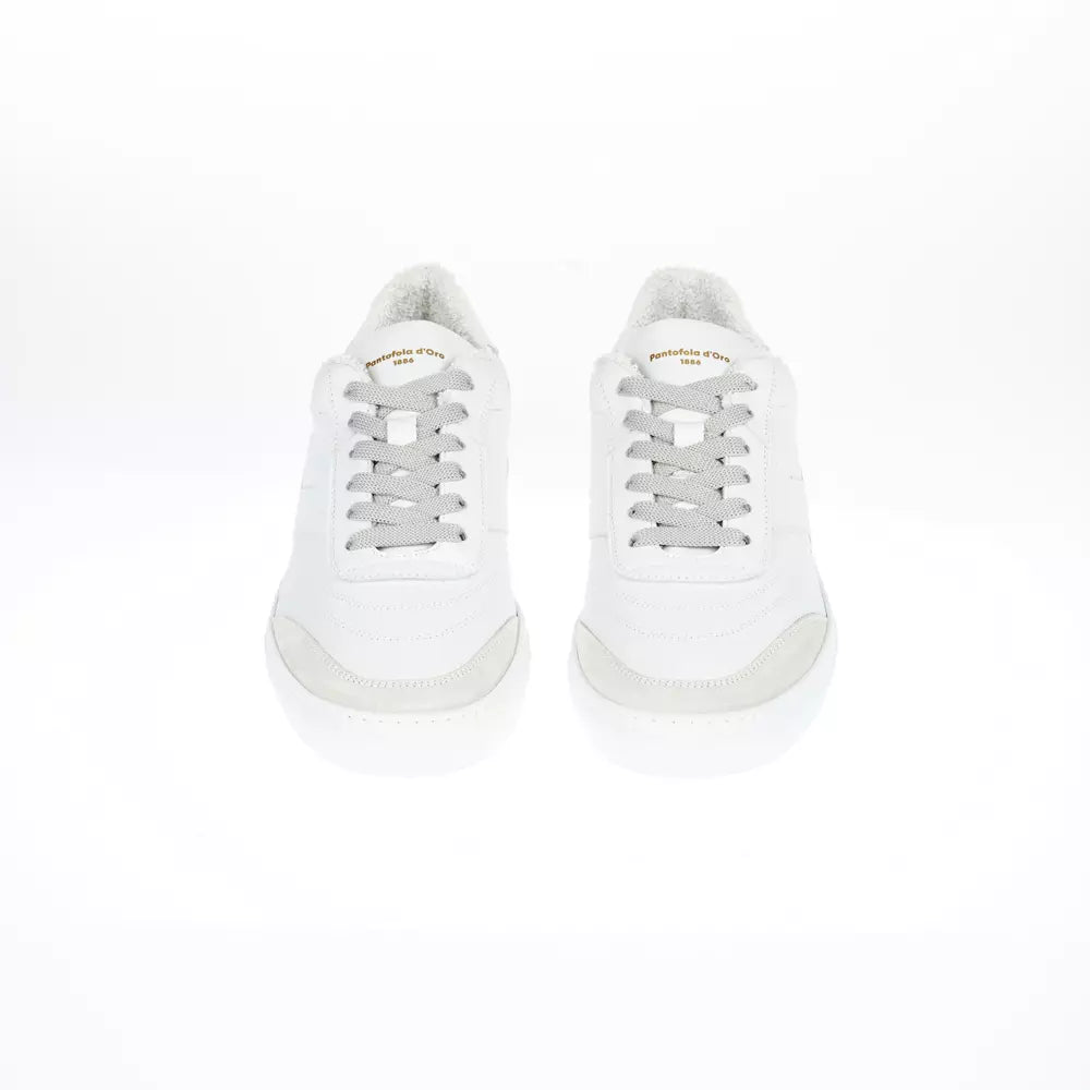 Two-Tone Leather Lace-Up Sneakers