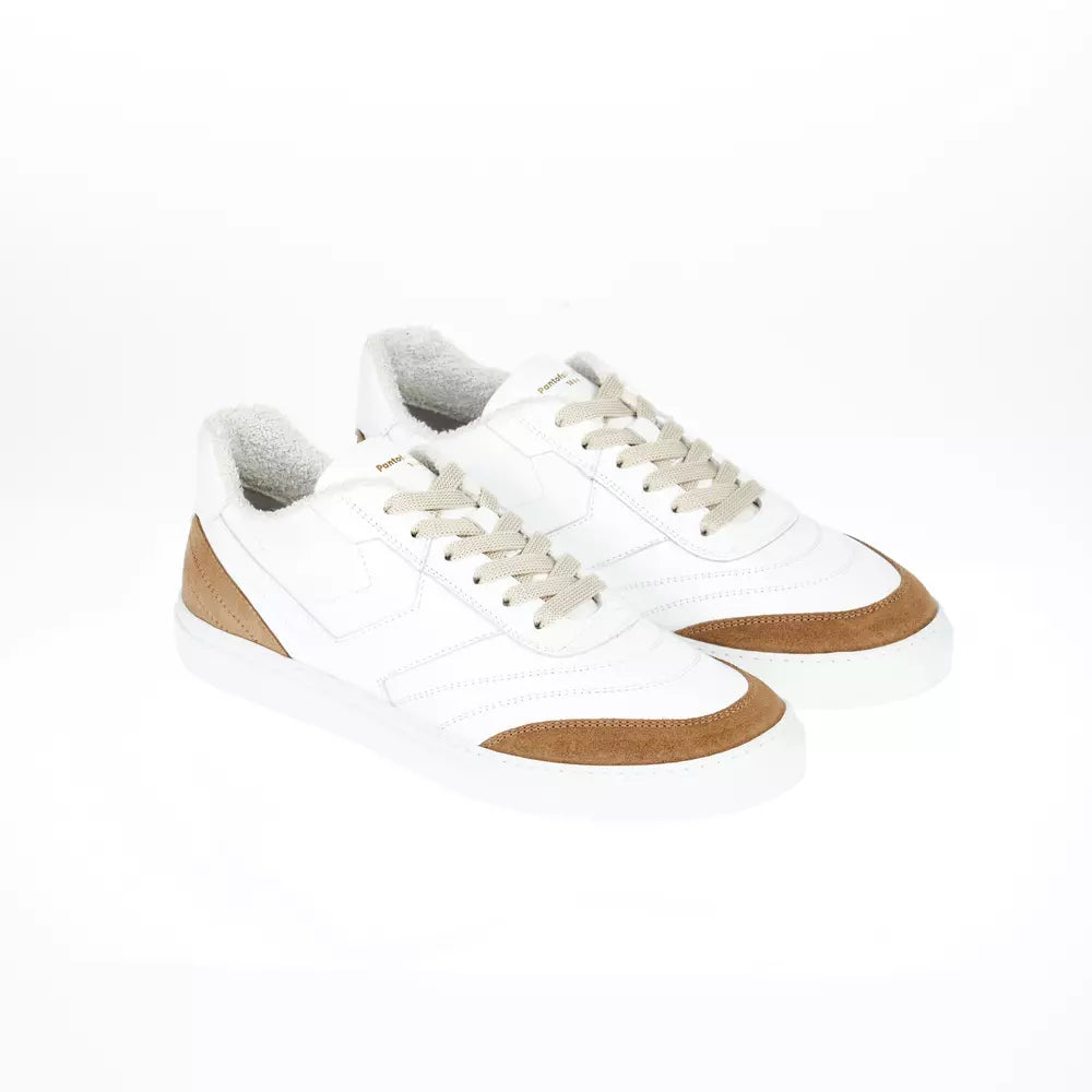 Two-Tone Leather Sneakers with Logo Detail