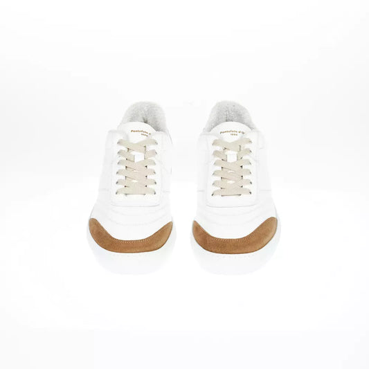 Two-Tone Leather Sneakers with Logo Detail