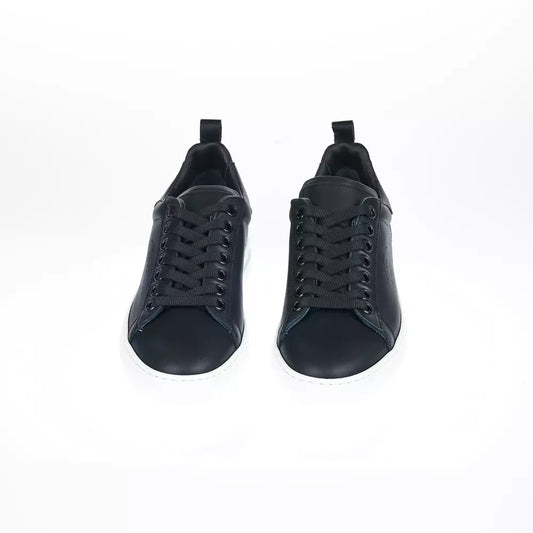 Sleek Monochrome Leather Sneakers - Italian Crafted