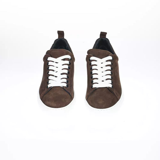 Elegant Brown Leather Sneakers for Men