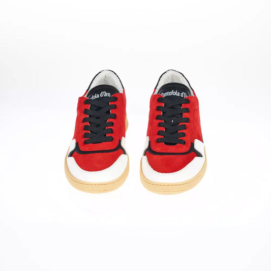 Tricolor Leather Sneaker with Contrast Sole