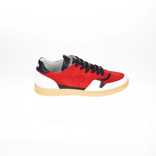 Tricolor Leather Sneaker with Contrast Sole