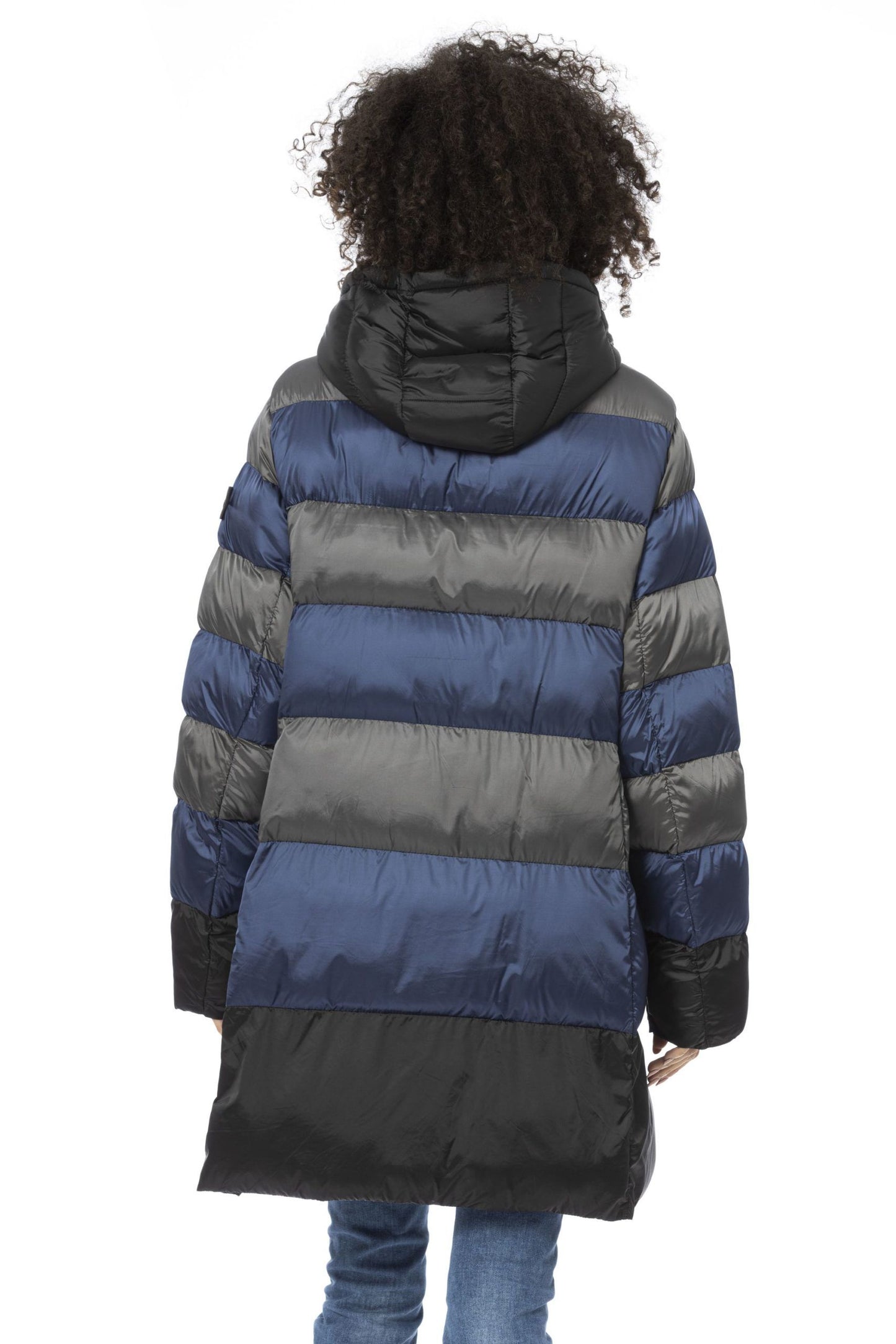 Chic Multicolor Long Down Jacket with Hood