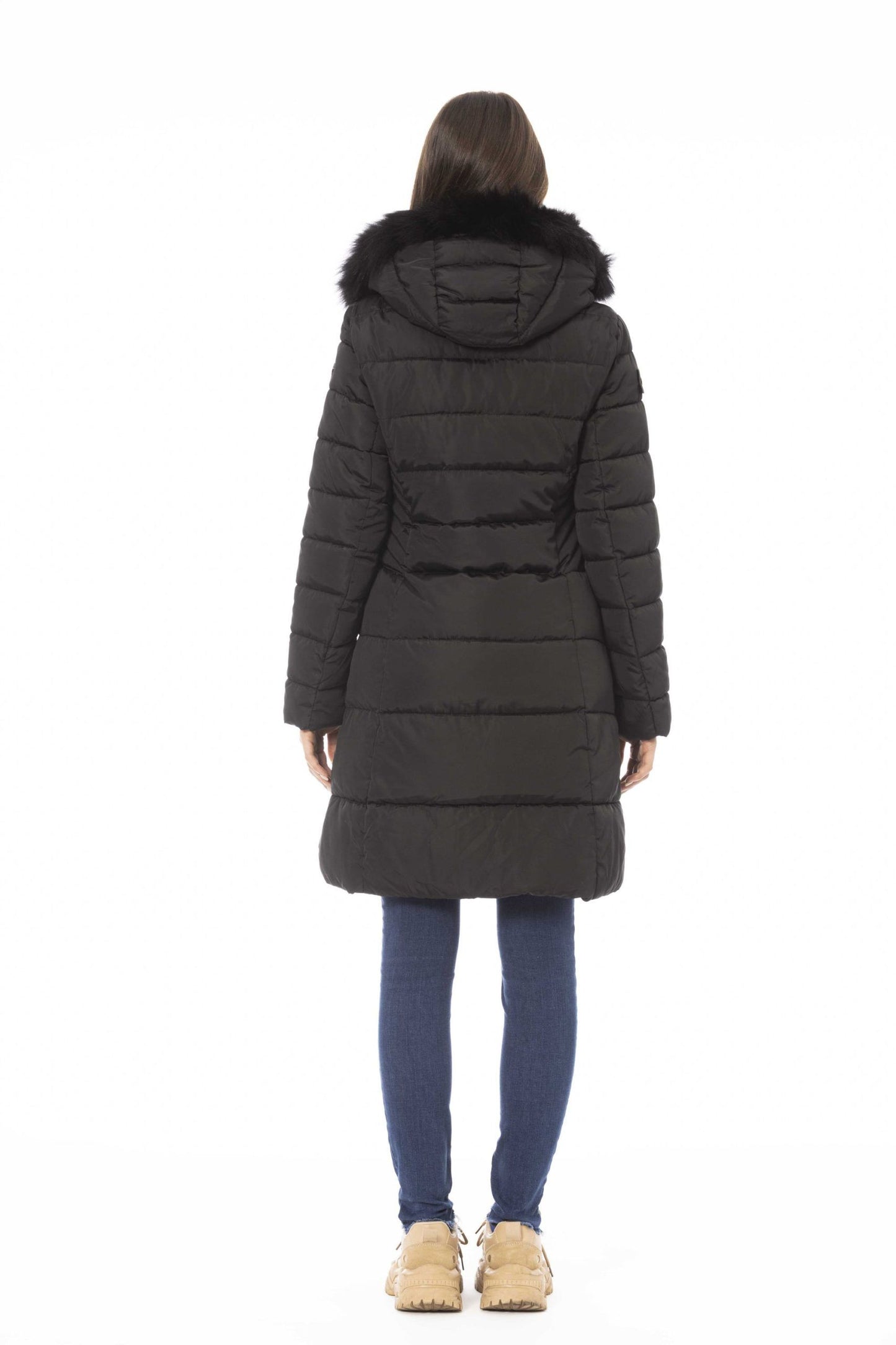 Elegant Hooded Down Jacket with Faux Fur